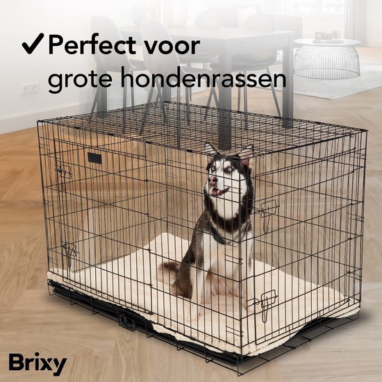 Brixy Dog Bench - Banc pour chiens - Taille XXL - Pliable - 122 x 76 x 84 CM - 2 portes - Noir