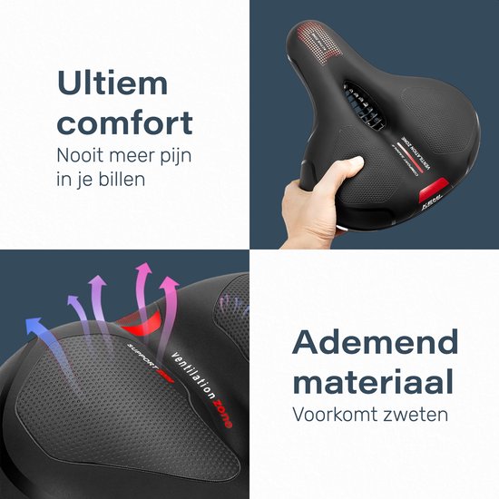 Selle vélo unisexe - Ergonomique - Avec suspension - Selle vélo - Selle gel - Vélo de course - Vélo de montagne - Femme - Selle - Accessoires - Selle jupe femme - Porte-vélos - Rail de selle - Noir - Proskill