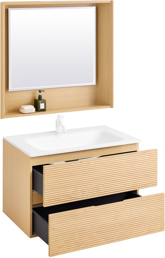 SoBuy BZR198-N Meuble de salle de bain avec évier - Bois composite 80cm