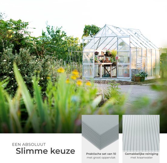 tectake® - Lot de 10 plaques en polycarbonate - Plaques à double paroi robustes, translucides et résistantes aux UV - 121 x 60,5 cm - 7,32m² au total - Transparent - Plaque de serre - Epaisseur 4 mm
