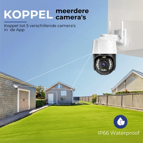 Camux Cam-VisionX Caméra de sécurité extérieure IP66 - Caméra 3MP 2K - Caméra extérieure avec vision nocturne - Wifi avec application - Caméra de sécurité