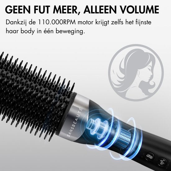 Sansbeauté® Wet-2-Dry Hairdryer Brush - Multistyler - Airstyler - Hairbrush - Curling Brush - Hairbrush - Styling Brush - Heat Brush - Volume and Curls - Rotating Cable
