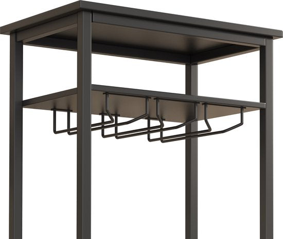 Porte-bouteilles design industriel armoire à vin noire - porte-bouteilles pour 20 bouteilles avec porte-verres - 50 x 32 x 100 cm