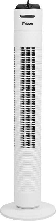 Ventilateur de tour 79 cm - 3 vitesses - Fonction minuterie - Oscillant - Silencieux et compact - Tristar VE-5806 - Blanc