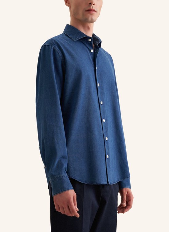 Chemise Seidensticker regular fit - sergé - bleu - sans repassage - Taille du cordon : 42