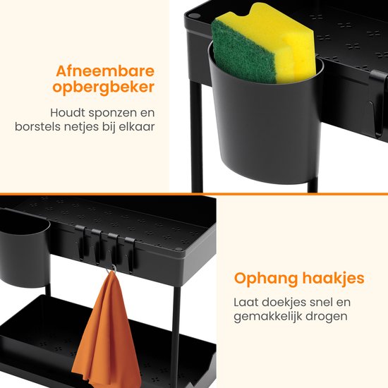 Posity Sink Cabinet Organizer - Kitchen Cabinet Organizer - Sliding Drawer - Cabinet Organizer - Bathroom Organizer - Countertop Organizer - 1 Pull-out Drawer - Black