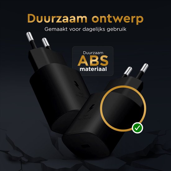 Golden Sound original 45W fast charger - USB C Fast Charger - 2 metre charging wire - Power adapter - Charger suitable for Samsung