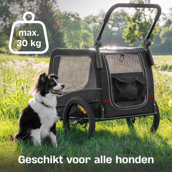 TrevoPet - Remorque vélo pour chien - Remorque vélo pour chien pliable - Remorque vélo pour chien pour petits et grands chiens (max. 30kg) - Remorque vélo pour chien - Remorque vélo pour chien 2 en 1 pour vélo ou buggy pour chien - Remorque pour chien - C