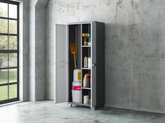 Keter Linear Utility Storage Cabinet - 68x173x39 cm - Gris/Noir