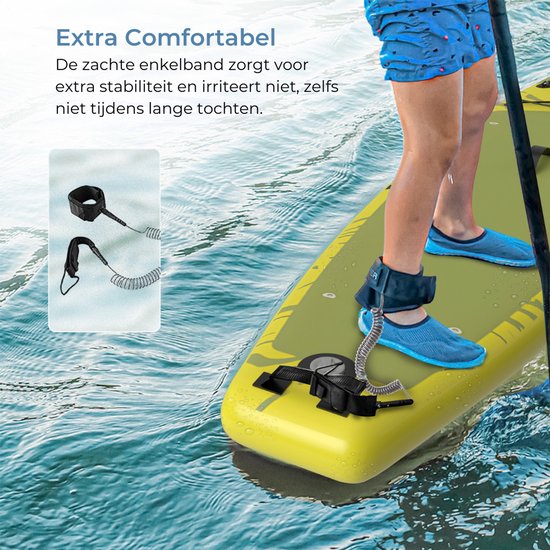 Supper Sup Board XL - Max. 220KG - Gonflable - Planche à pagaie - Pagaie réglable - Etui de téléphone étanche - Pompe - Palmes - Leash - Sac de transport - Touring 381 x 81 cm - Vert lime