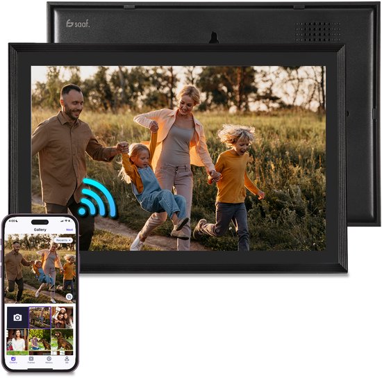 Cadre photo numérique avec Wifi - écran tactile 10,1" et 160 Go - avec application - Cadre photo numérique - Noir - by Saaf