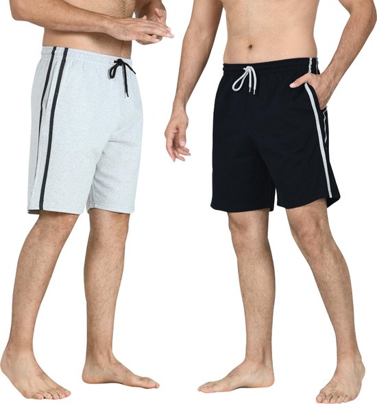 Comfort Essentials - Shorts pour hommes - 2 packs - Noir/Gris - M