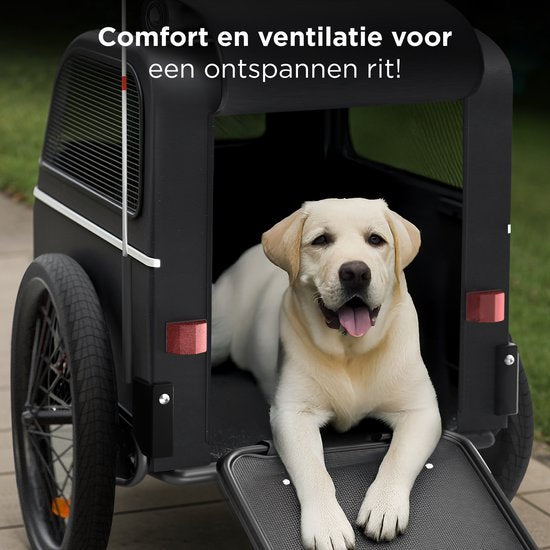TrevoPet® Dog Bike Trailer XL - remorque pliante pour vélo - remorque pour chien avec rampe, système de suspension et résistance aux intempéries - convient aux vélos électriques - 45 kg - noir