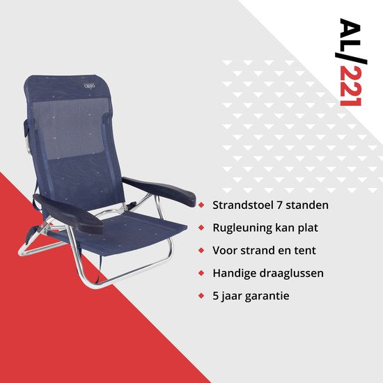 Crespo - Chaise de plage - AL/221 - Bleu foncé