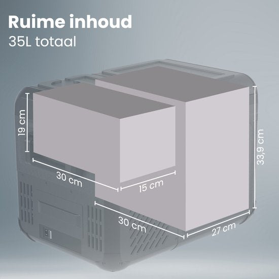 Auronic Electric Cool Box - Compresseur - Deux zones - 12V 230 Volt - Voiture - Congélation et réfrigération - 35L - Frigobox - Noir/Gris