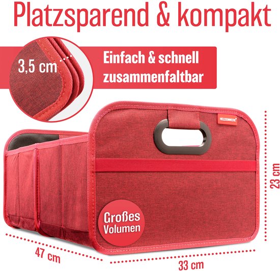 Sac de coffre pliable et stable - sac de rangement pratique pour le coffre - boîte pliante de voiture, boîte de coffre (rouge)