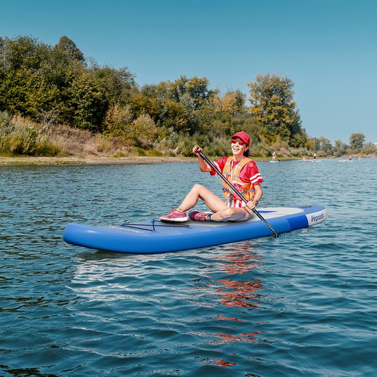 LifeGoods SUP Board All-round Compact - 100 KG Load Capacity - Inflatable - Complete SUP package - Blue