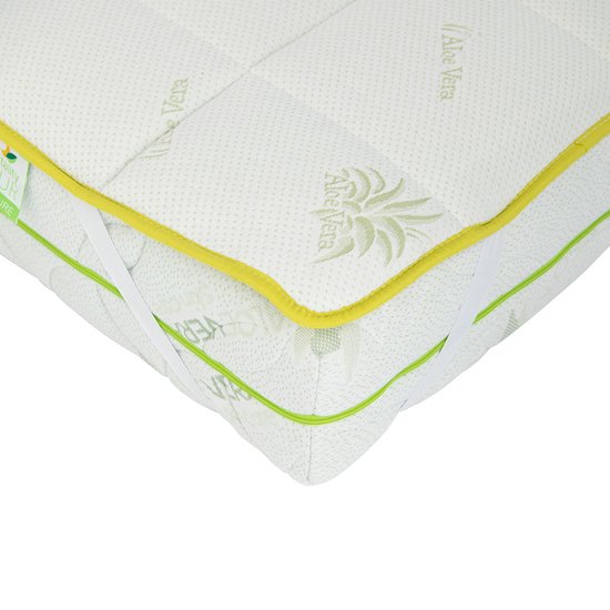 Protège-matelas Aloe Vera - Vitality Pur - Confort supplémentaire et protection du matelas - 160x200 cm - Blanc et jaune