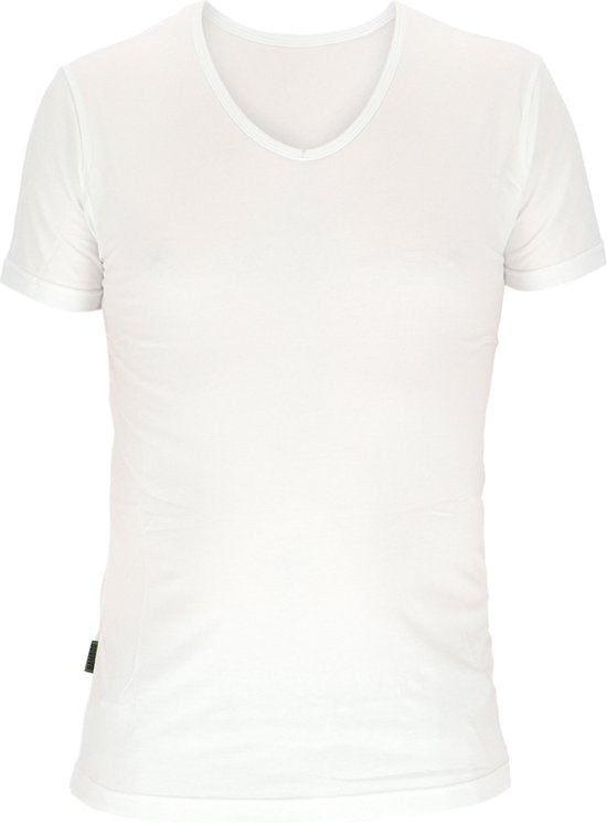Basset Homme T-Shirt Bambou Col V Blanc - Taille S