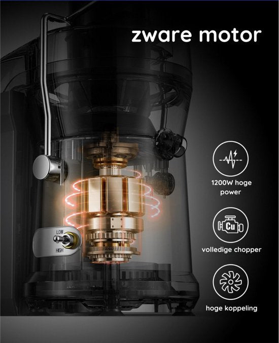 Safecourt Kitchen Juice Extractor - Extracteur de jus pour fruits et légumes - Grande ouverture de remplissage - 3 vitesses - 1200 watts