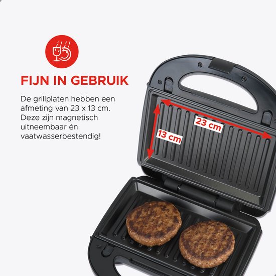 Bourgini MultiGrill 3-en-1 - Toasti maker, Grill & Gaufrier - Sans PFAS - Plaques interchangeables - 750W