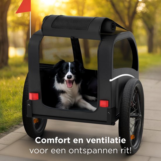 Trevopet® remorque vélo pour chien - remorque vélo pliable pour chien - remorque pour chien - convient aux vélos électriques - jusqu'à 40 kg - pour chiens de taille moyenne et grande - noir