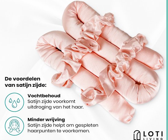 Loti Living Heatless Curls Set - Pink - Boucles sans chaleur et sans dégâts - Rouleaux pour cheveux - Boucleurs pour cheveux - Boucles sans chaleur - 2 chouchous inclus