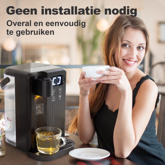 Nimma Distributeur d'eau chaude - 3 litres - 40-100℃ - Robinet d'eau chaude - 200/350/500 ml - Bouilloire instantanée - Noir