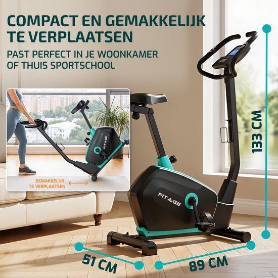 FITAGE Hometrainer - Vélo de fitness avec 32 niveaux de résistance - Support de tablette pour Bluetooth Kinomap & Zwift - Vélo d'entrée de gamme, ergonomique et silencieux - Hometrainers Fitness pour la maison