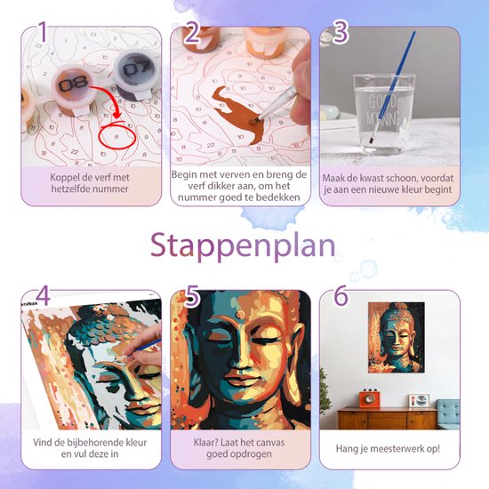 Rubye® Painting By Number Adults - Buddha - Peinture et pinceaux inclus - Canvas Painting canvas - Colour by Number - 40x50cm