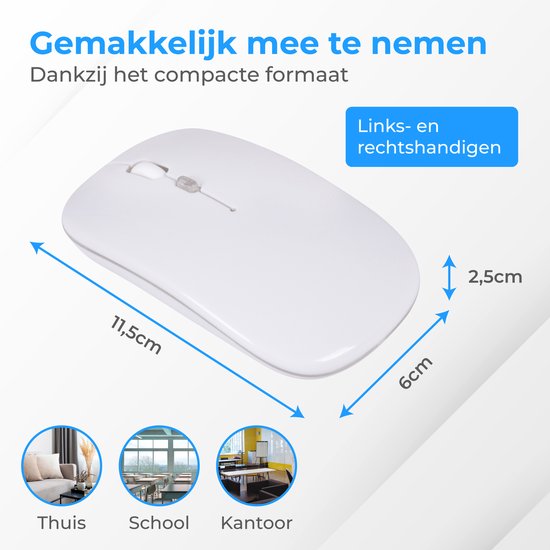 Souris sans fil LED - Nuvance -Bluetooth - Ergonomique - Sans fil - Blanc