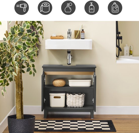SoBuy BZR113-DG Meuble à vasque - Gris Meuble de salle de bains sous évier