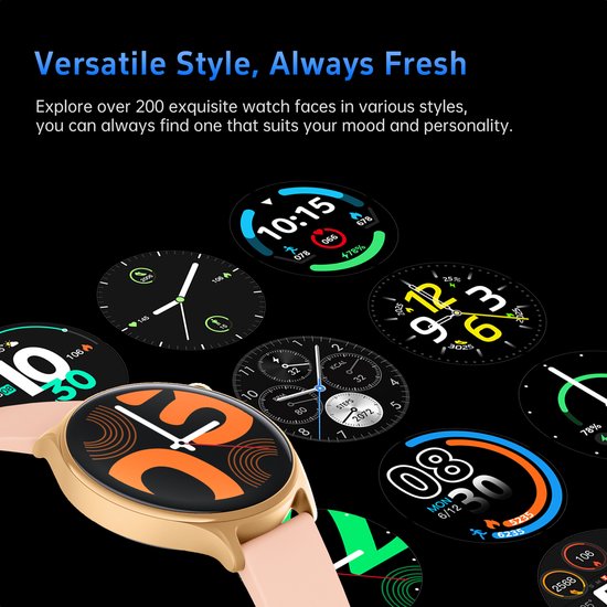 Maoo GTR Series 2 Smartwatch Homme - Acier inoxydable et bracelet TPU - Podomètre - Moniteur de fréquence cardiaque - Moniteur de sommeil - Multisport - Convient à Android et iOS - Noir