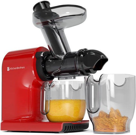 KitchenBrothers Slowjuicer - Compact - Presse-agrumes - Presse-légumes et fruits - 45 mm - 500 ml - Rouge