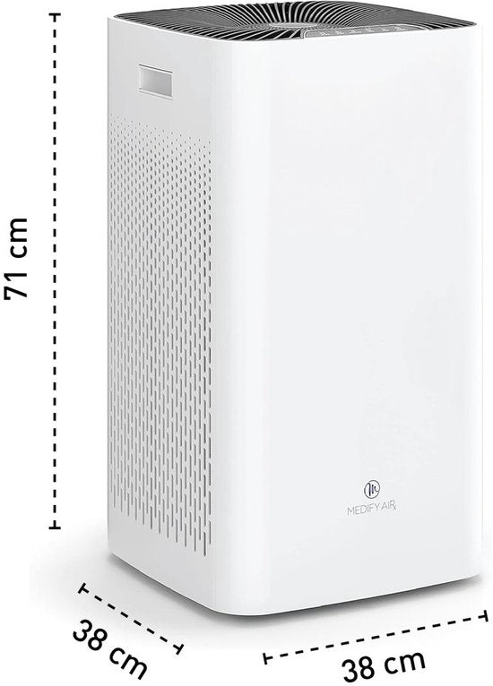 Medify Air MA-112 - Purificateur d'air 855 m³/h - Ioniseur et filtre HEPA H13 - 4 modes + mode veille - Jusqu'à 342 m² par heure - Contre le rhume des foins, les acariens et les allergies - Blanc