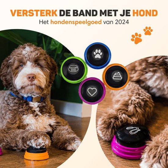 Vulpes Goods® Pets - PRO Bouton parlant pour chiens - Boutons pour chiens - Laissez parler votre animal - Jouets pour chiens - Dressage de chiens - Autocollants de dressage inclus