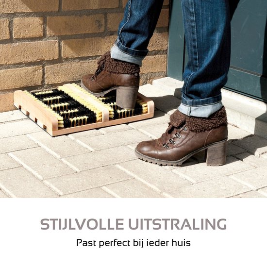 Brosse à pieds avec brosses - pour bottes et chaussures - Bois - Antidérapant