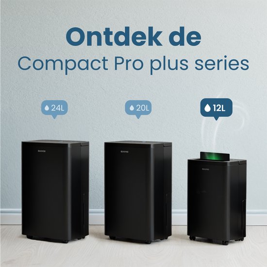 Déshumidificateur Auronic - Compact Pro Plus - 12L - Chambre à coucher, salle de bain, salon et bureau - Hydratant pour l'intérieur - Noir
