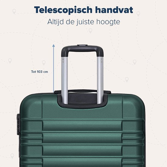 TRVLMORE Valise - Bagage à main Trolley - Serrure numérique - Trolley - 54x36x20cm - 38L - Vert foncé