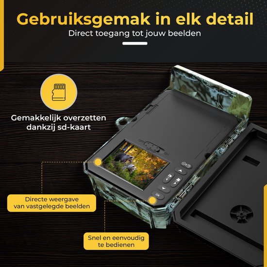 ODESSEY WildCamera avec panneau solaire - 4K - 48MP - 64GB SD - avec vision nocturne - pour l'extérieur - infrarouge
