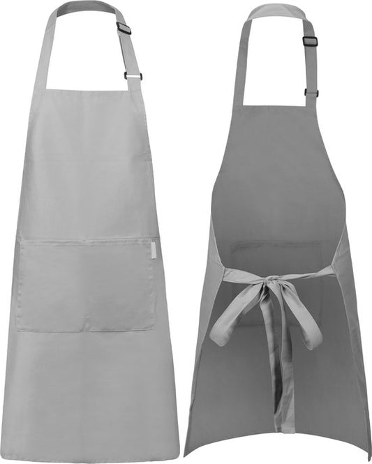 Tablier de cuisine - Résistant à l'eau et à la saleté - Tablier de cuisine professionnel - Tablier pour femmes et hommes - Tablier de traiteur - Unisexe - Boucle réglable - Compartiments extra-larges - Gris clair