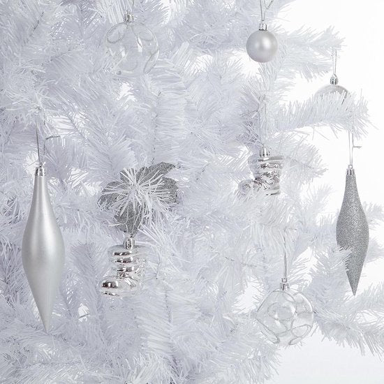 Sapin de Noël Casaria PVC - Base métal - 180 cm Blanc