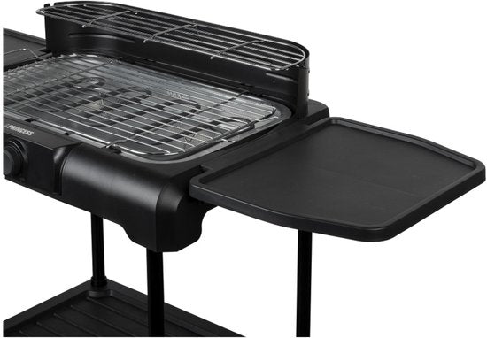 Barbecue électrique - Princess 112250 Barbecue électrique avec étagères latérales - BBQ - 40x25cm - Utilisable avec et sans support - Avec étagères latérales - Utilisable également comme grill de table - 2200W