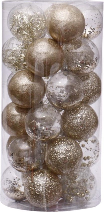 Set de boules de Noël de luxe or - 25 pièces - boules en plastique - boules or - décoration - décoration de Noël