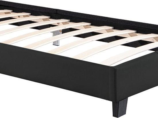 Lit rembourré Verona - 90 x 200 cm - Noir - Eclairage LED