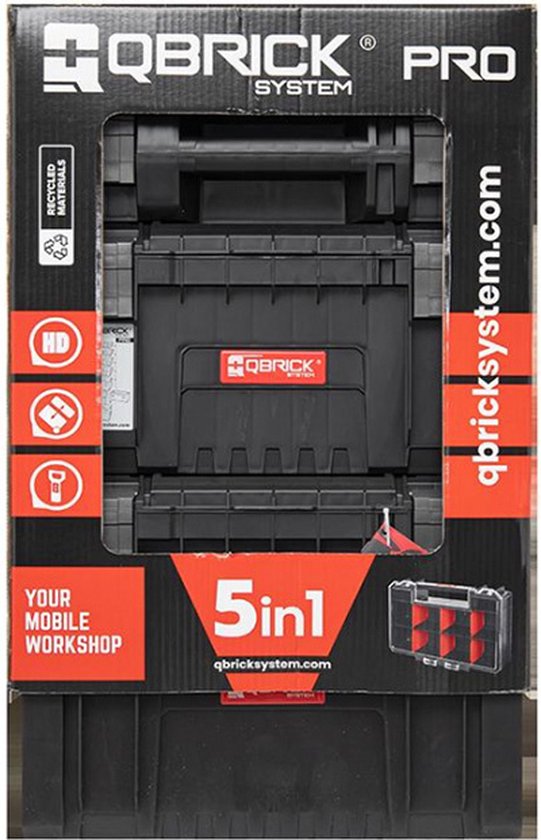Boîte à outils - QBRICK System PRO Set 5v1 - Chariot et organisateur - 39x45x78.5 Cm - Blanc et noir