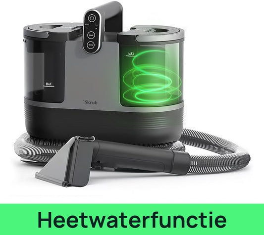 Skrub 4 en 1 Nettoyeur de tapis compact avec eau chaude - Chauffé à 60°C - Nettoyeur de taches - 4 accessoires - 1200 Watt - Machine à nettoyer les canapés