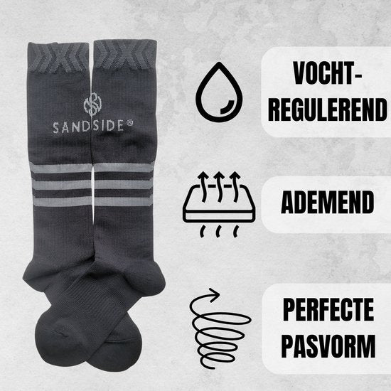 Sandside Support Socks Compression Socks 2 Pairs - Compression Socks - Running Socks - Sport Athletic - Black - Size 36-40 S/M
