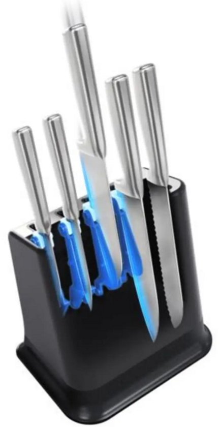 EverSharp K2977S44 set et bloc de couteaux 6 pièces en acier inoxydable avec aiguiseur intégré