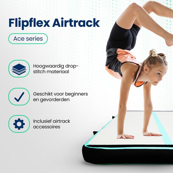 Flipflex Airtrack - Tapis de gymnastique - 3 mètres - 10cm d'épaisseur - tapis de gymnastique - avec mini-tour 600W - avec sac de transport de luxe - Gymnastique